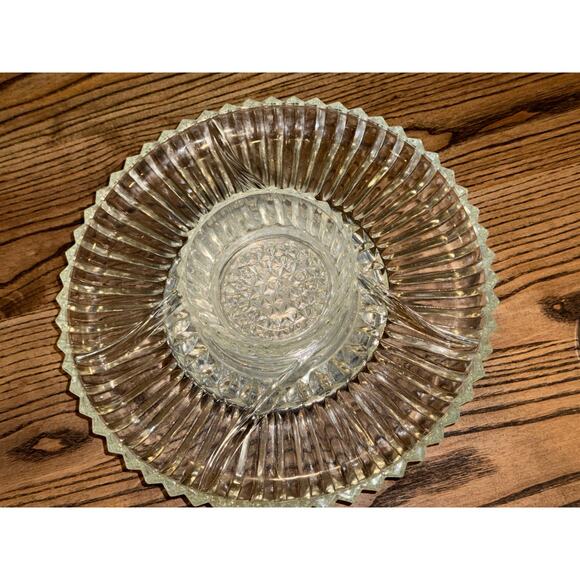 Kromex 12” Lazy Susan, 4-part Divided Glass Tray & Covered Bowl on Chrome Server - Picture 6 of 9